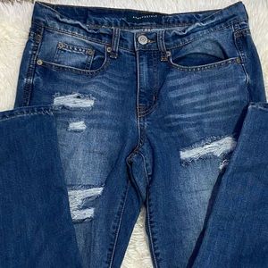 Girls low rise ripped cropped at ankle dark wash boyfriend jeans